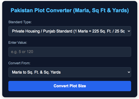 Marla to Square Feet and Square Yard Converter
