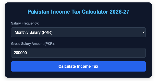 Pakistan Salary & Income Tax Calculator 2026-27